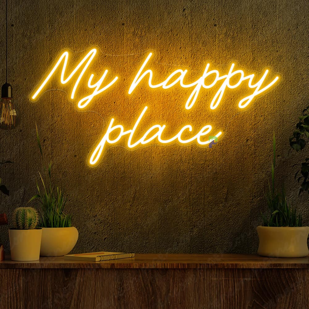 My Happy Place Neon Sign Aesthetic Sign Orange Yellow