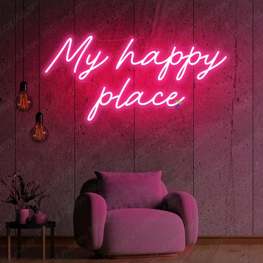 My Happy Place Neon Sign Aesthetic Sign Pink