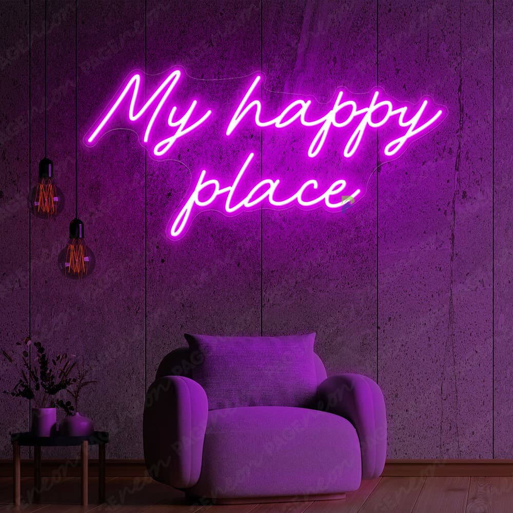 My Happy Place Neon Sign Aesthetic Sign Purple
