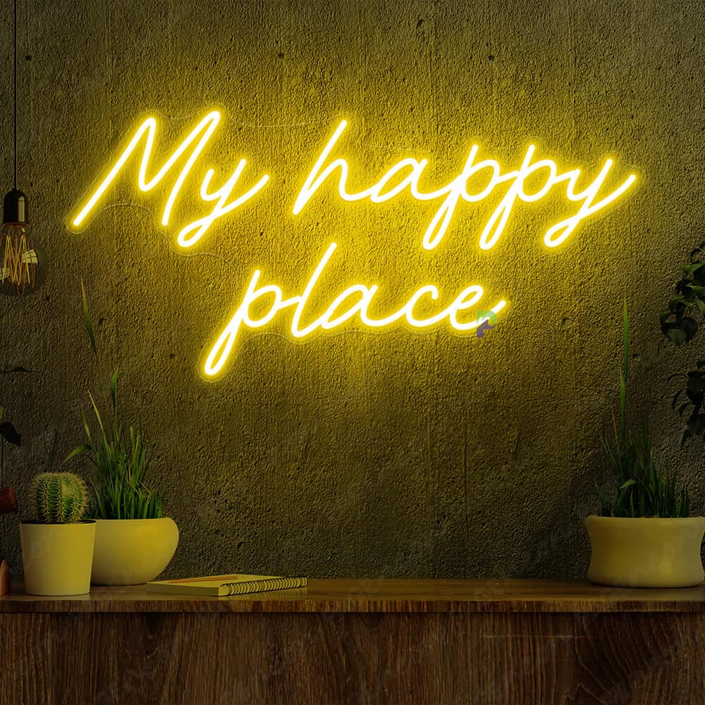 My Happy Place Neon Sign Aesthetic Sign Yellow