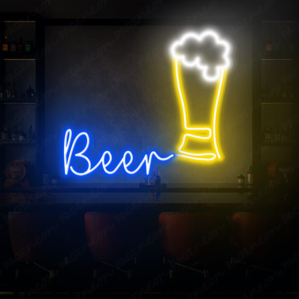 Neon Beer Mug Sign Alcohol Led Sign Blue