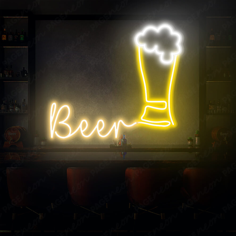 Neon Beer Mug Sign Alcohol Led Sign Gold Yellow