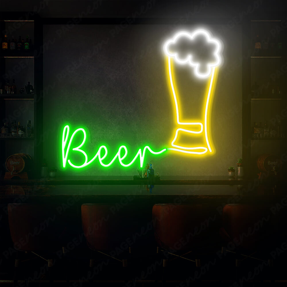 Neon Beer Mug Sign Alcohol Led Sign Green