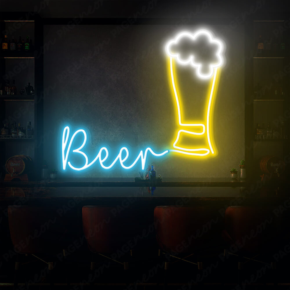 Neon Beer Mug Sign Alcohol Led Sign Light Blue