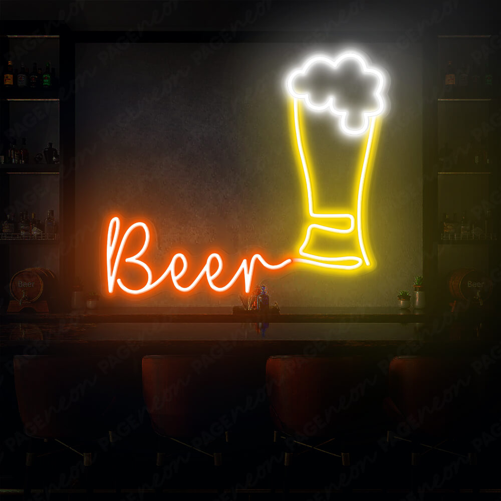Neon Beer Mug Sign Alcohol Led Sign Orange