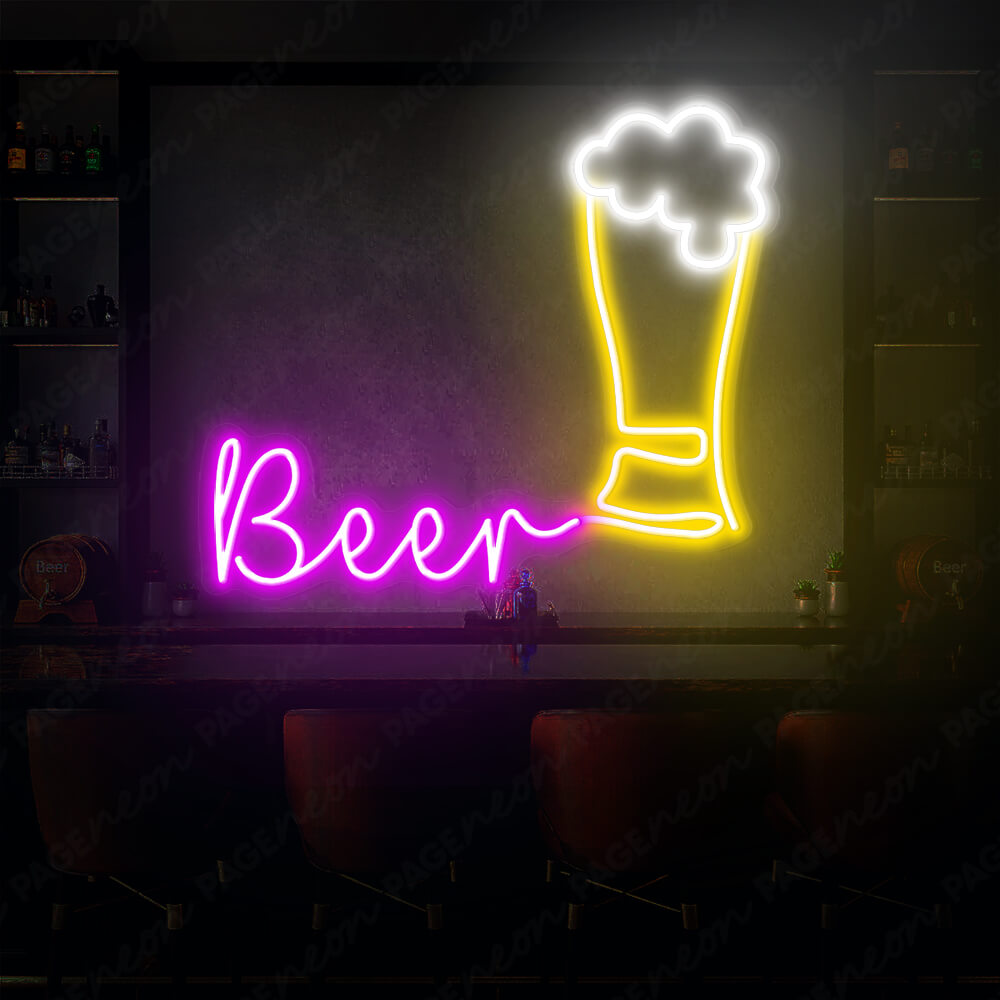 Neon Beer Mug Sign Alcohol Led Sign Purple