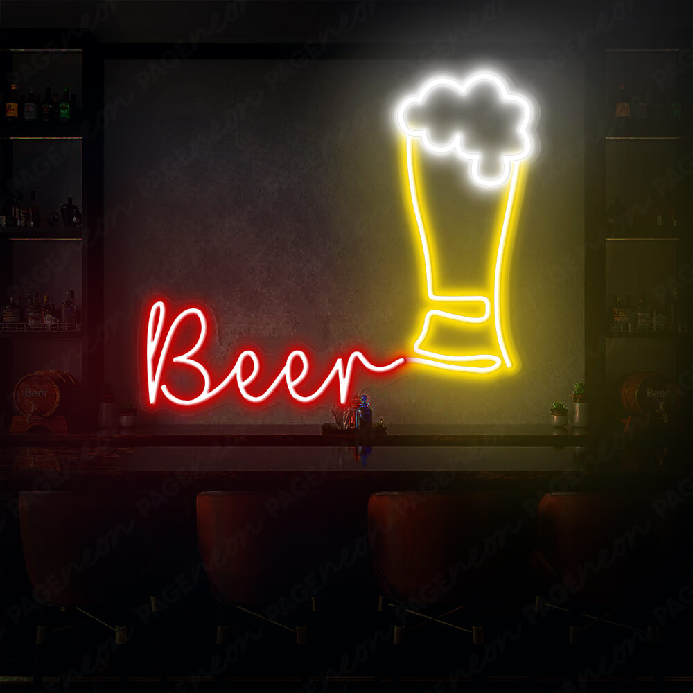 Neon Beer Mug Sign Alcohol Led Sign Red