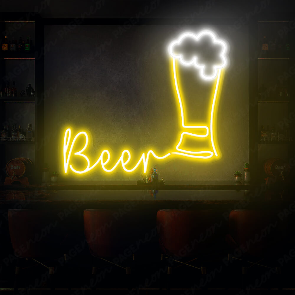 Neon Beer Mug Sign Alcohol Led Sign Yellow