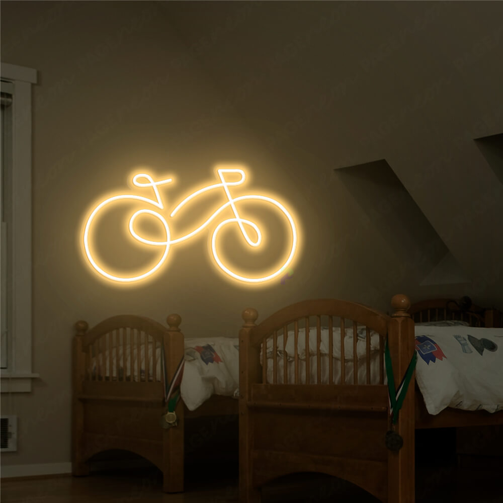 Neon Bike Sign Bicycle Neon Lights Gold Yellow