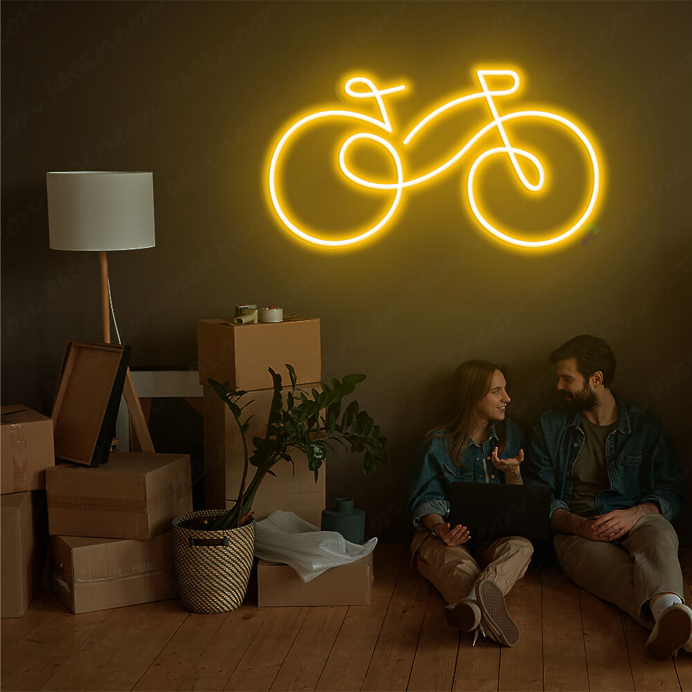 Neon Bike Sign Bicycle Neon Lights Orange Yellow