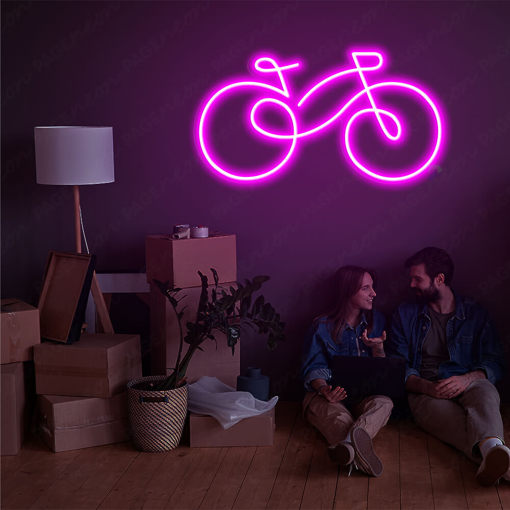 Neon Bike Sign Bicycle Neon Lights Purple