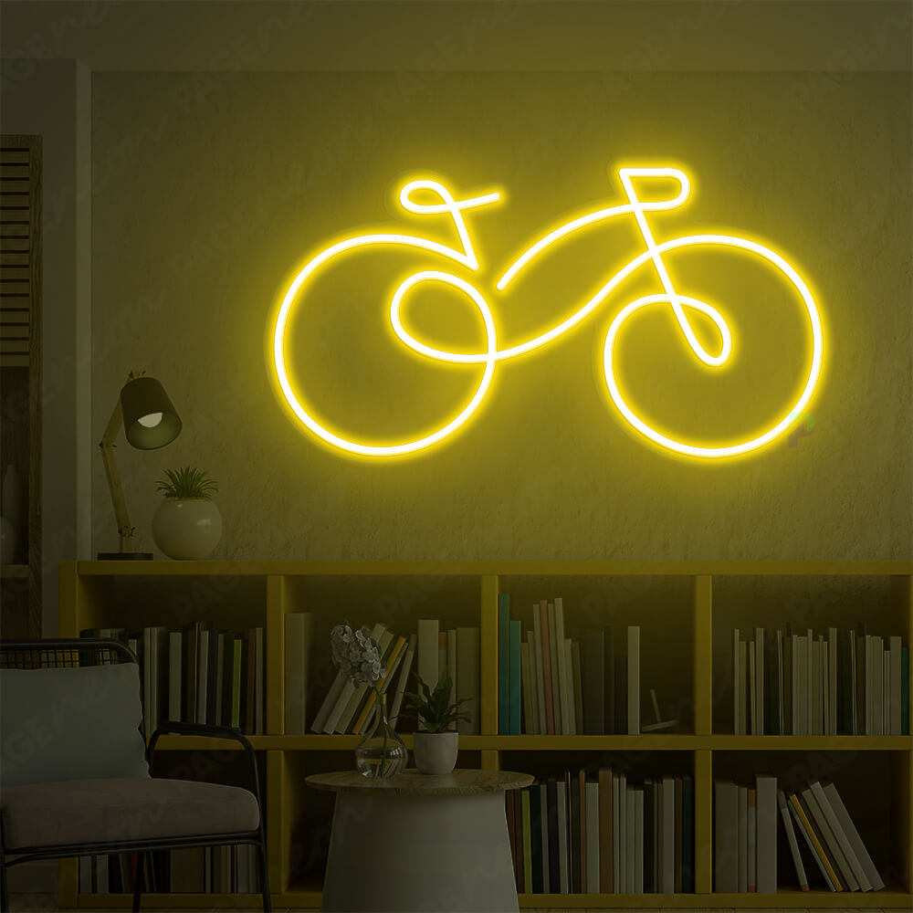 Neon Bike Sign Bicycle Neon Lights Yellow