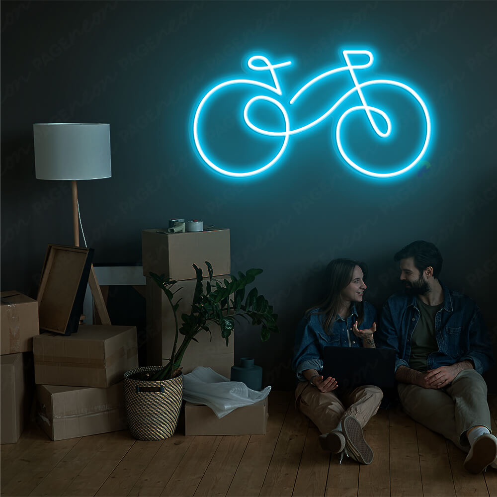 Neon Bike Sign Bicycle Neon Lights Light Blue