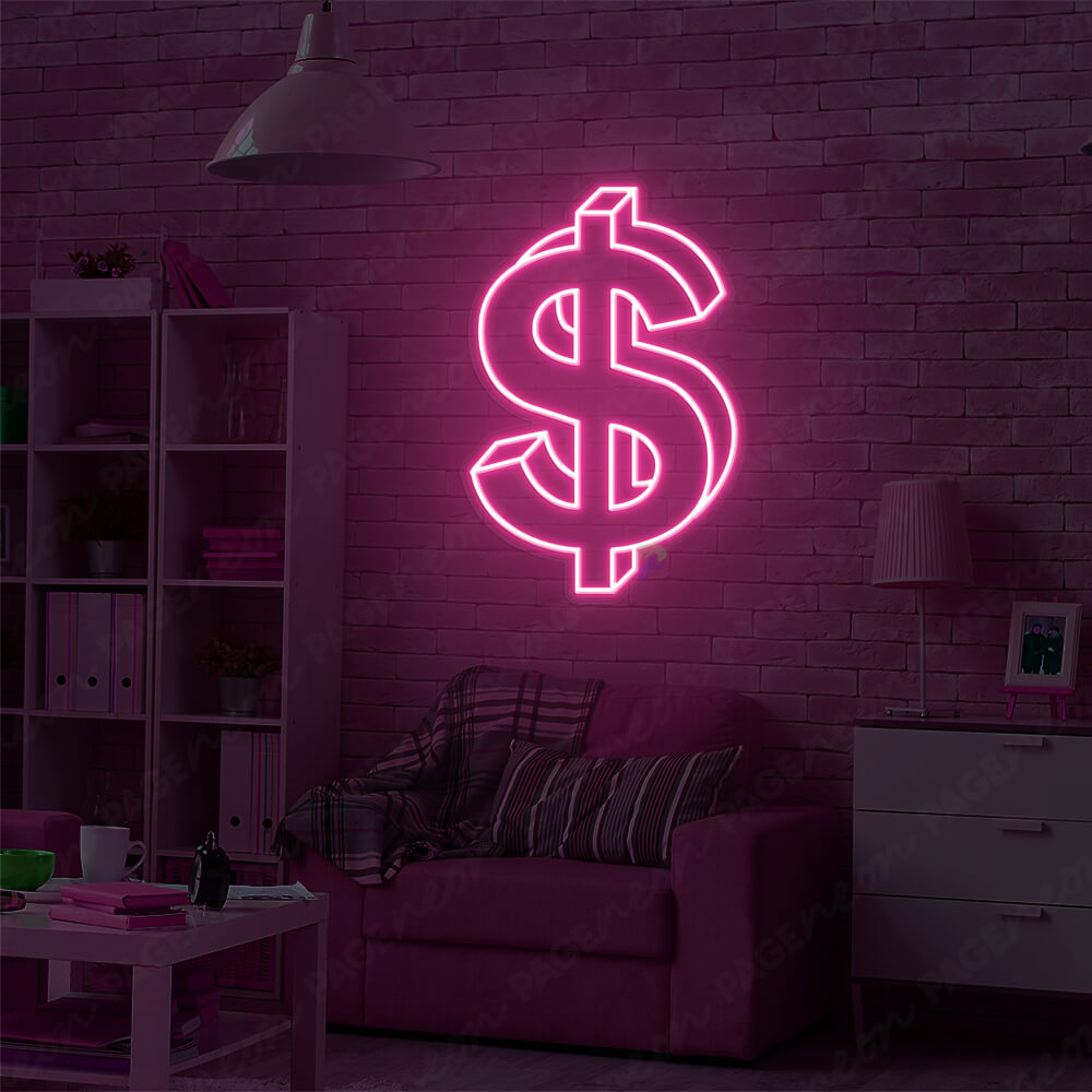 Neon Dollar Sign Pink Aesthetic Light