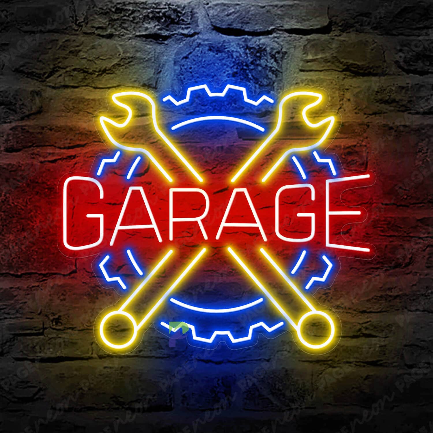 Neon Garage Sign Wheel Led Light Blue