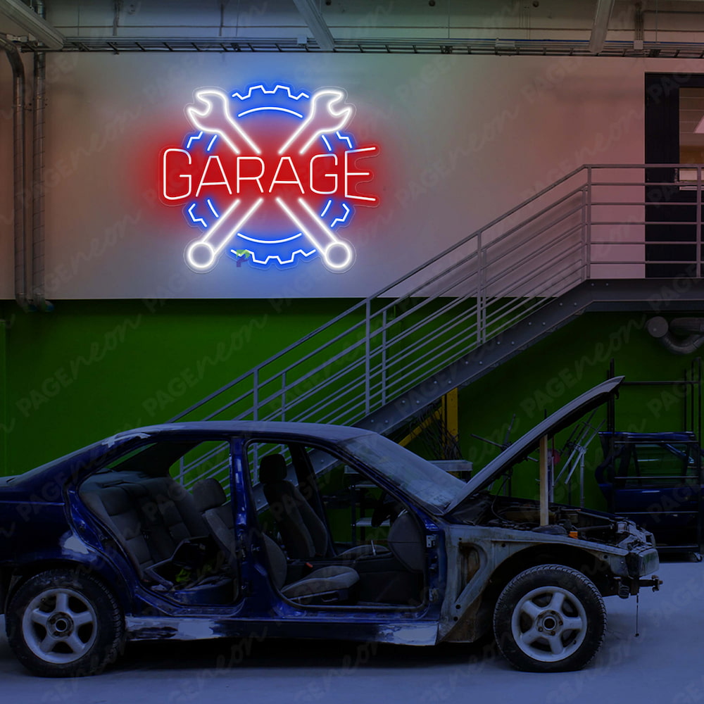 Neon Garage Sign Wheel Led Light White