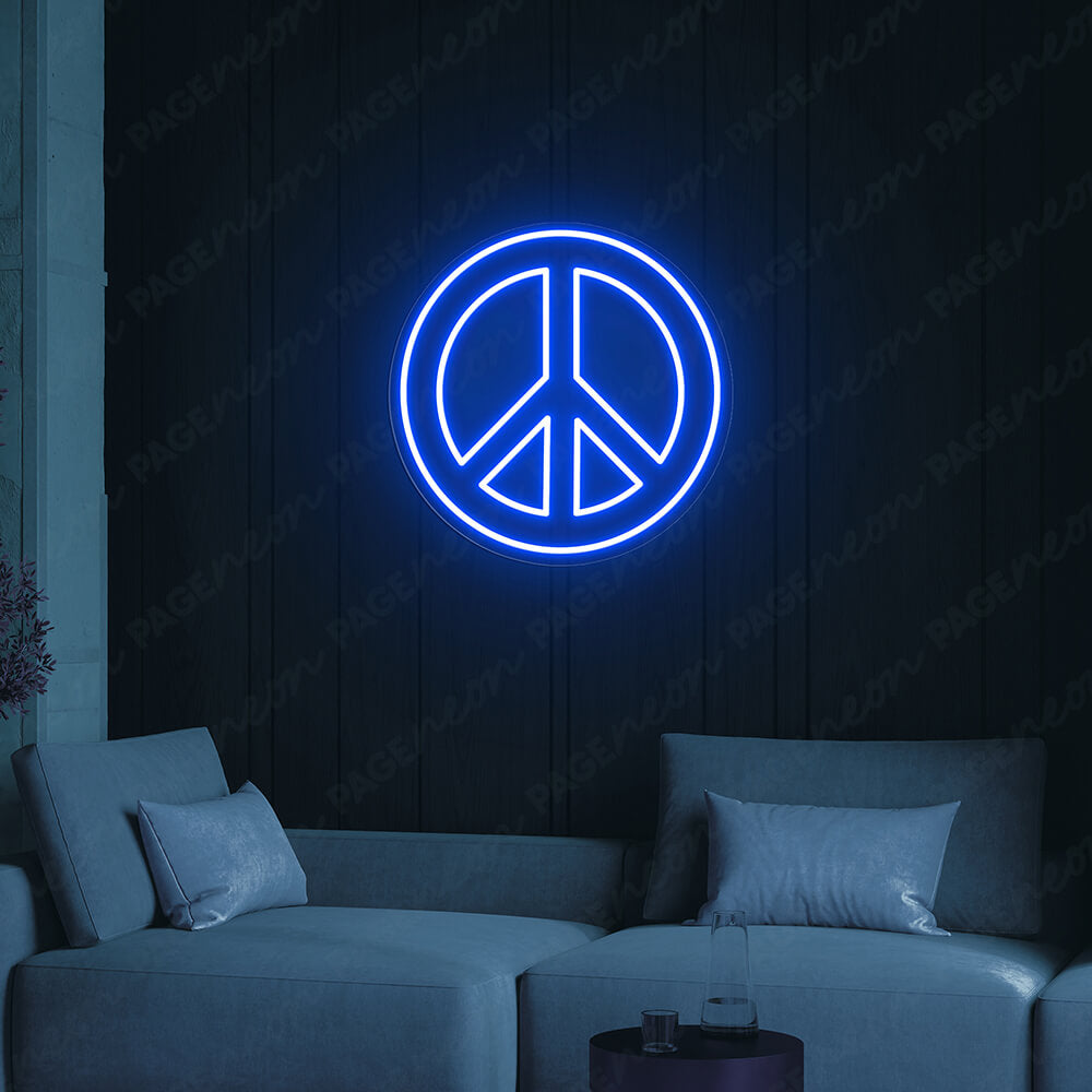 Neon Peace Sign Peace Symbol Led Light Blue