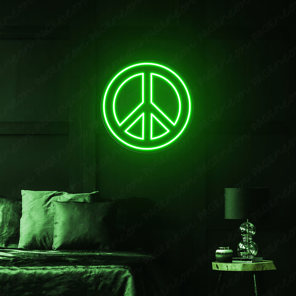 Neon Peace Sign Peace Symbol Led Light Green