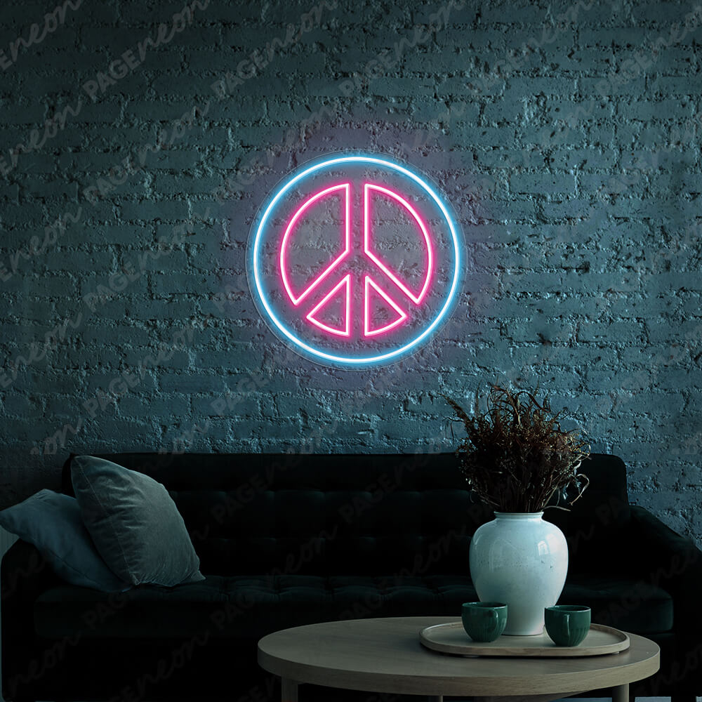 Neon Peace Sign Peace Symbol Led Sign Light Blue mix Pink