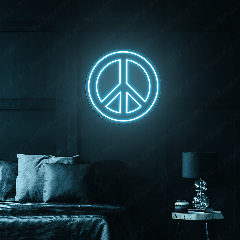 Neon Peace Sign Peace Symbol Led Light Light Blue