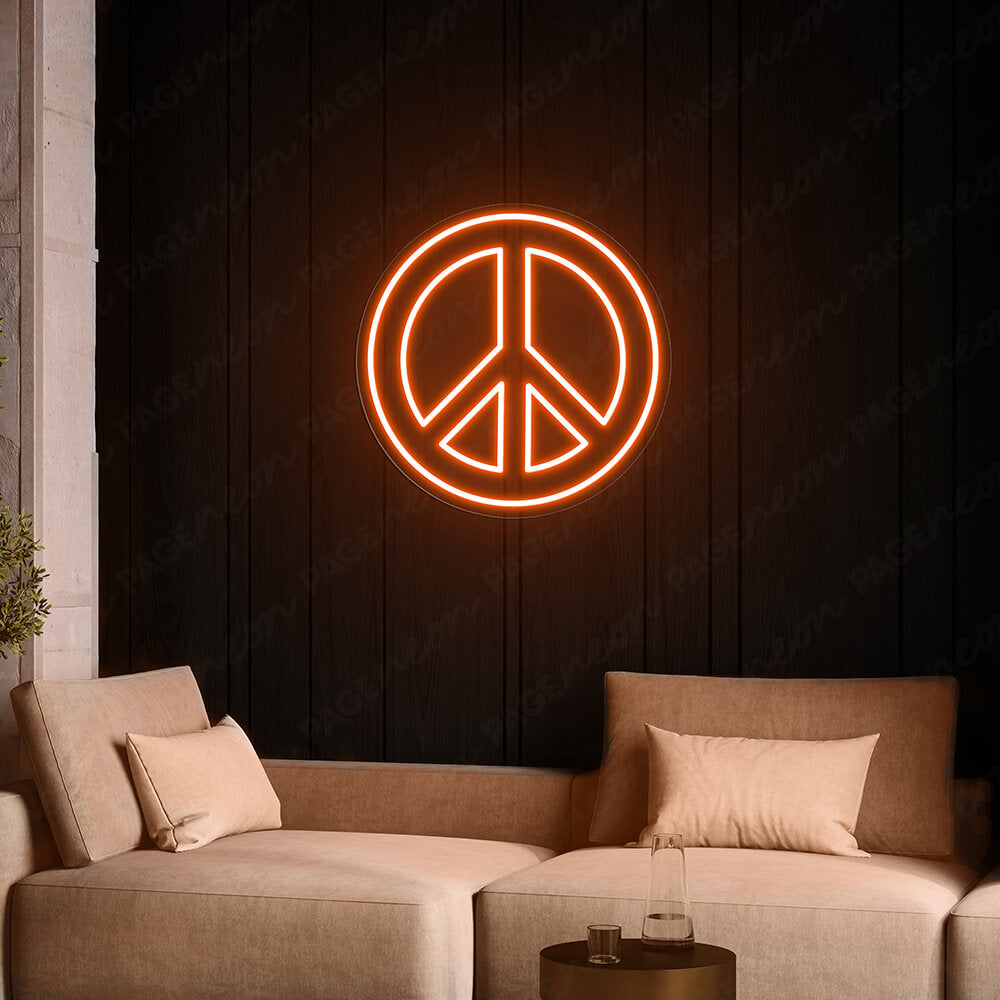 Neon Peace Sign Peace Symbol Led Light Orange