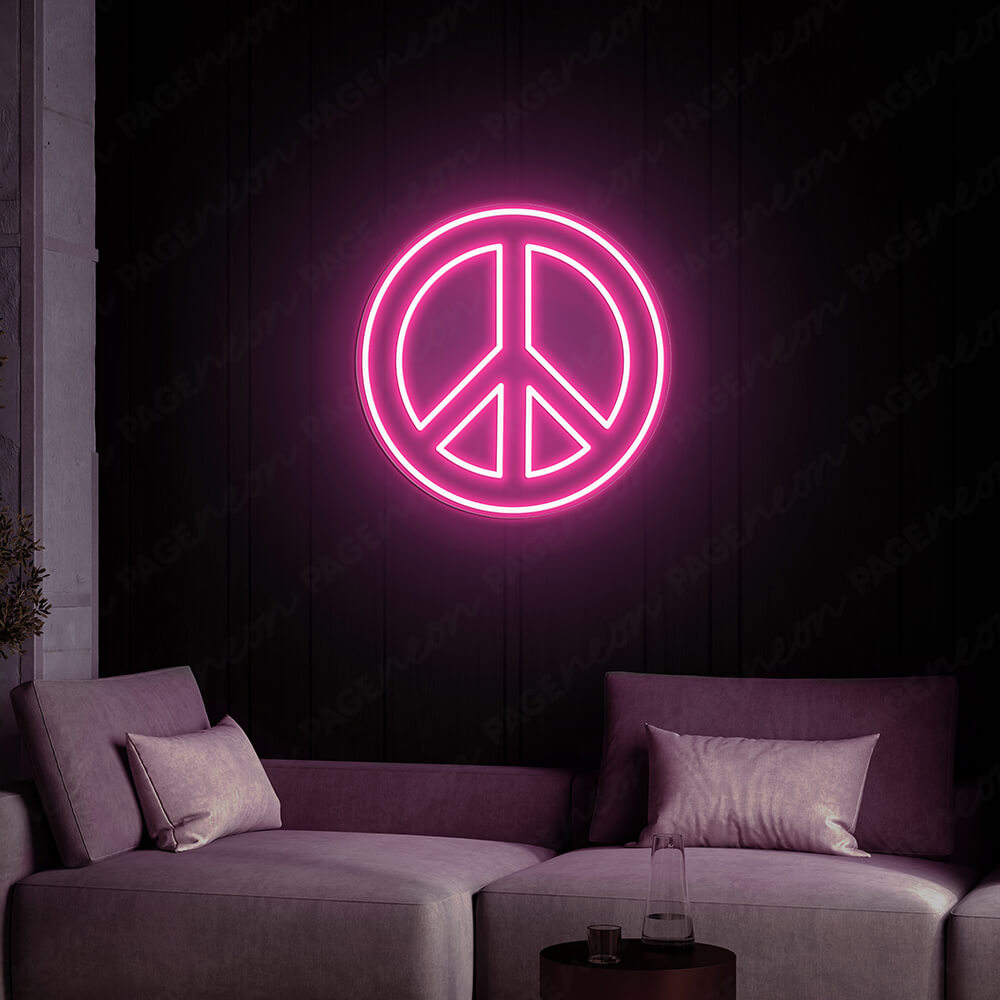Neon Peace Sign Peace Symbol Led Light Pink