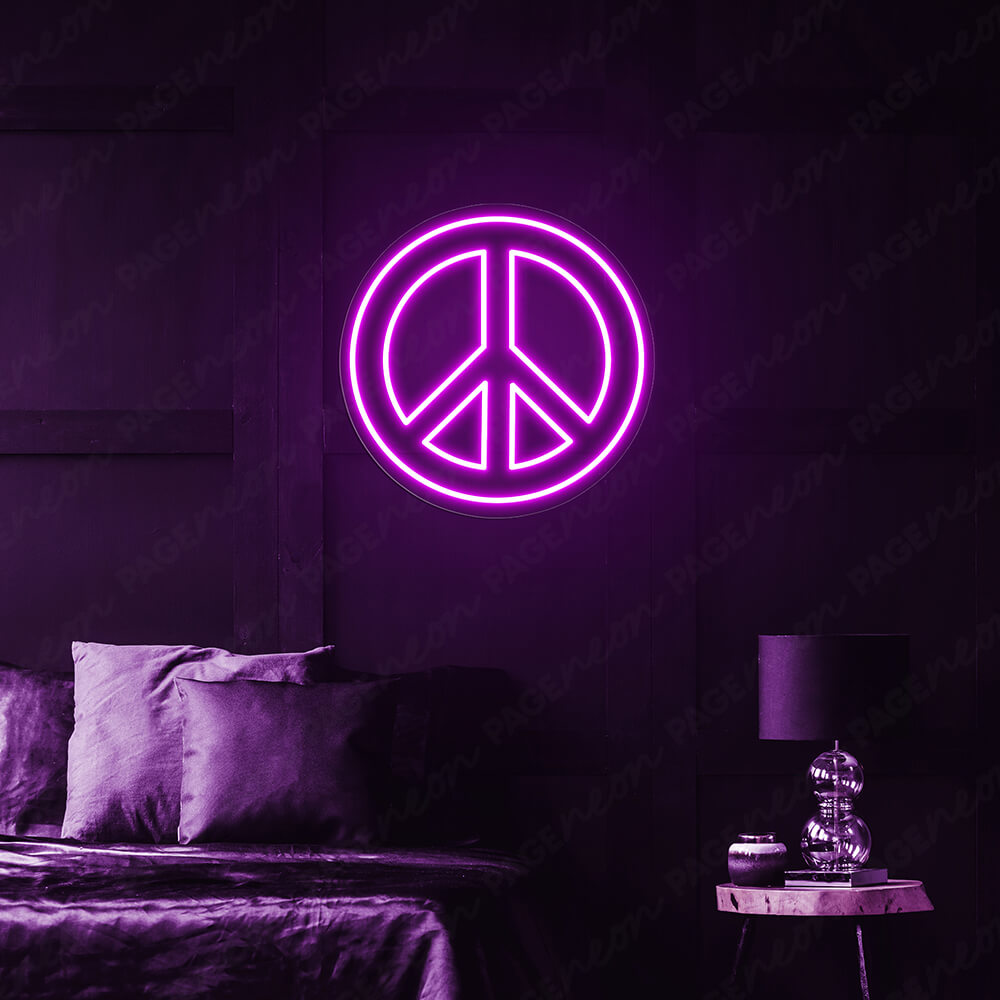 Neon Peace Sign Peace Symbol Led Light Purple