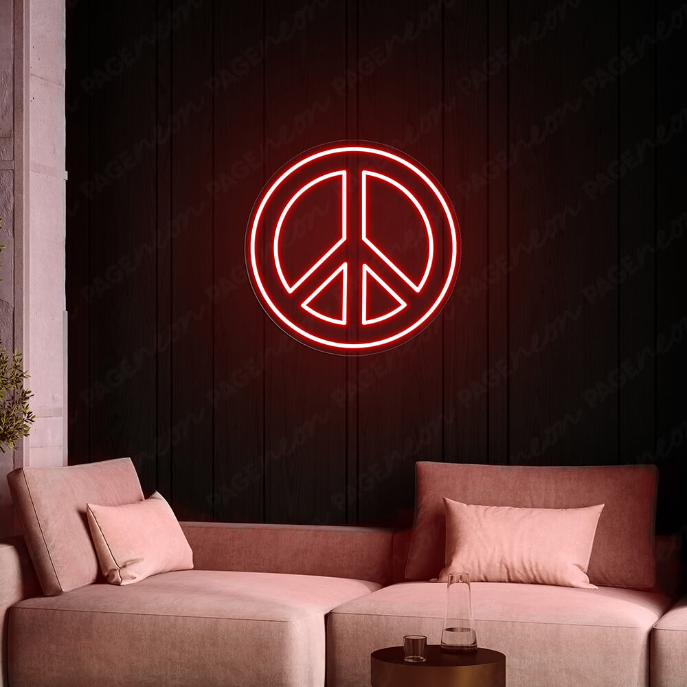 Neon Peace Sign Peace Symbol Led Light Red
