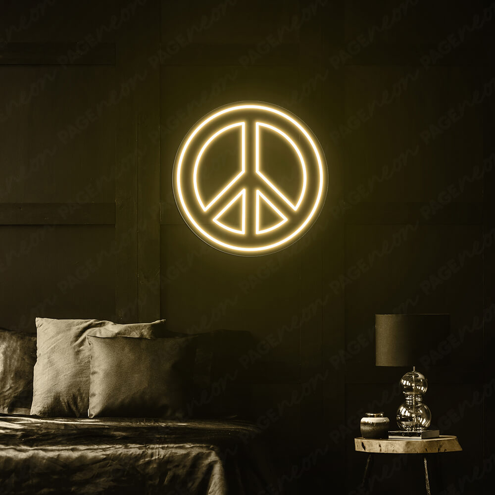 Neon Peace Sign Peace Symbol Led Light Yellow