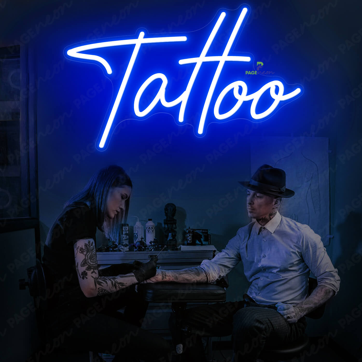 Neon Sign Tattoo Piercing Led Light Blue