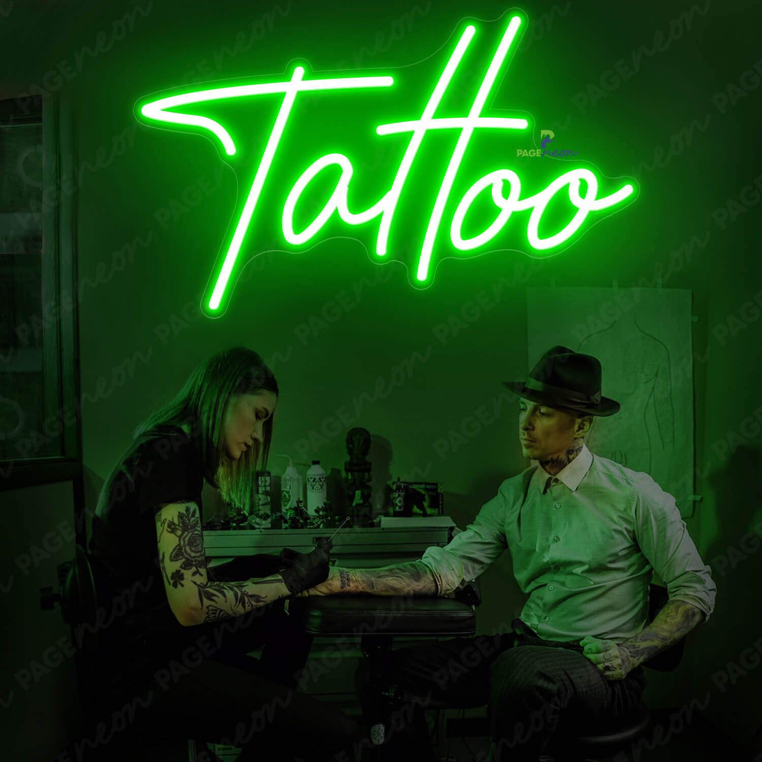Neon Sign Tattoo Piercing Led Light Green
