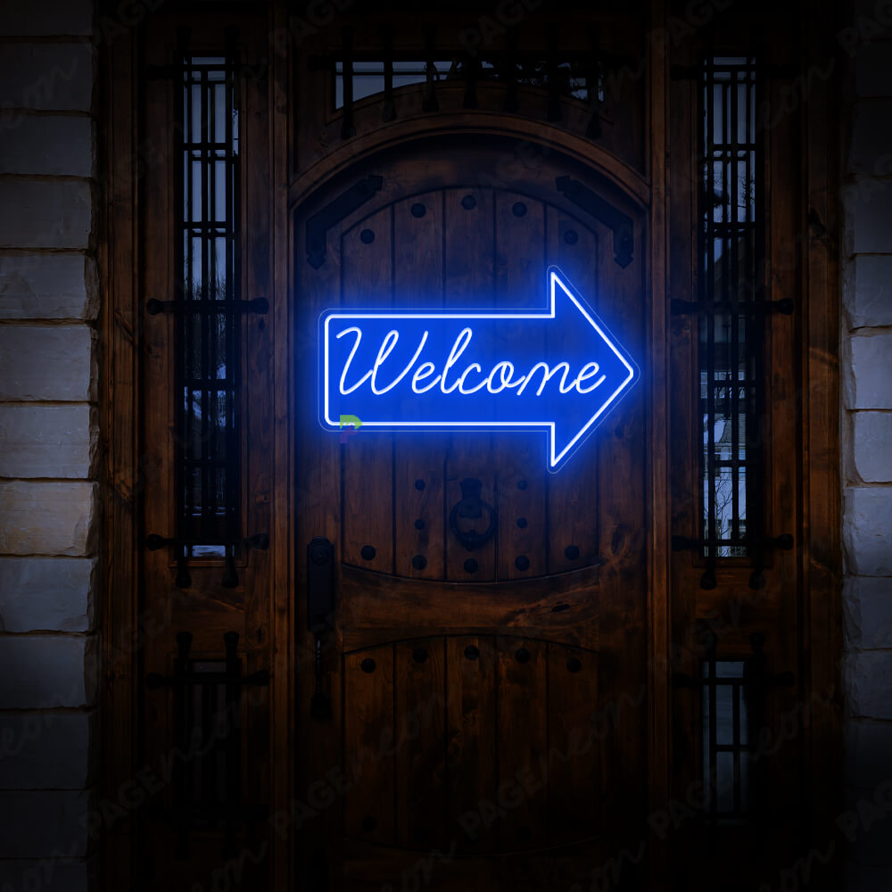 Neon Sign Welcome Open Led Light Blue