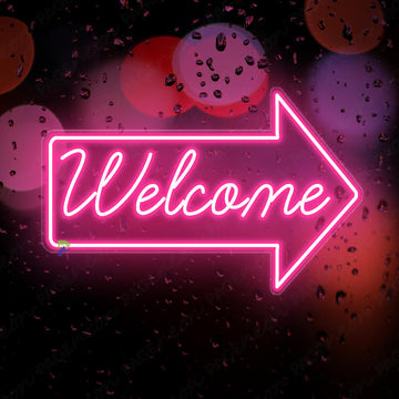 Neon Sign Welcome Open Led Light Pink
