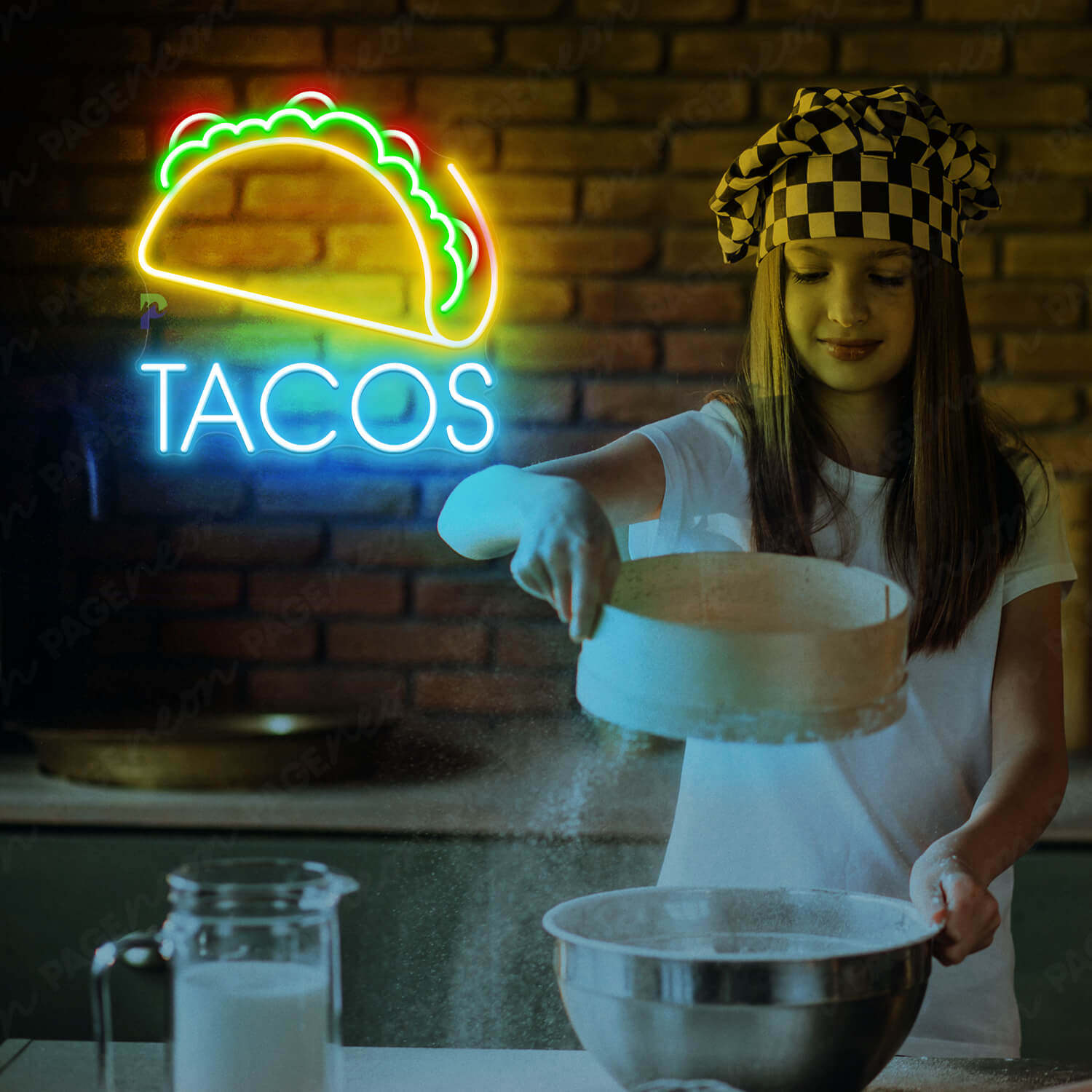 Neon Taco Sign Mexico Restaurant Led Sign Light Blue