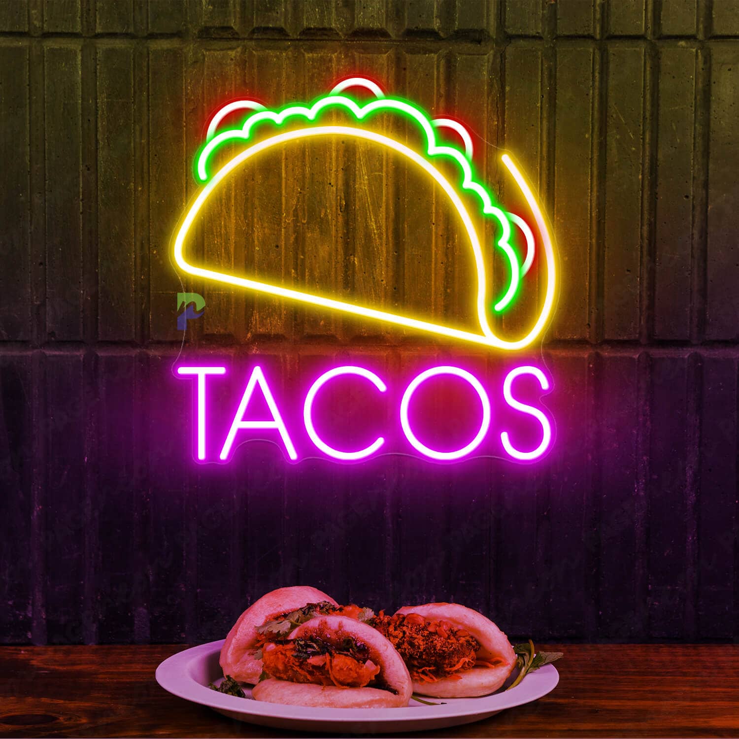 Neon Taco Sign Mexico Restaurant Led Light Purple