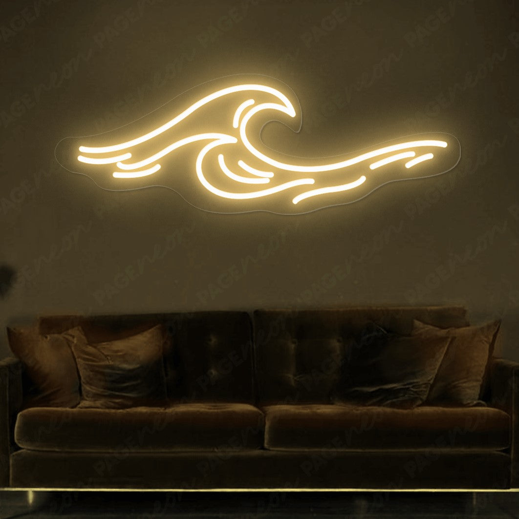 Ocean Neon Sign Waves Led Light Gold Yellow