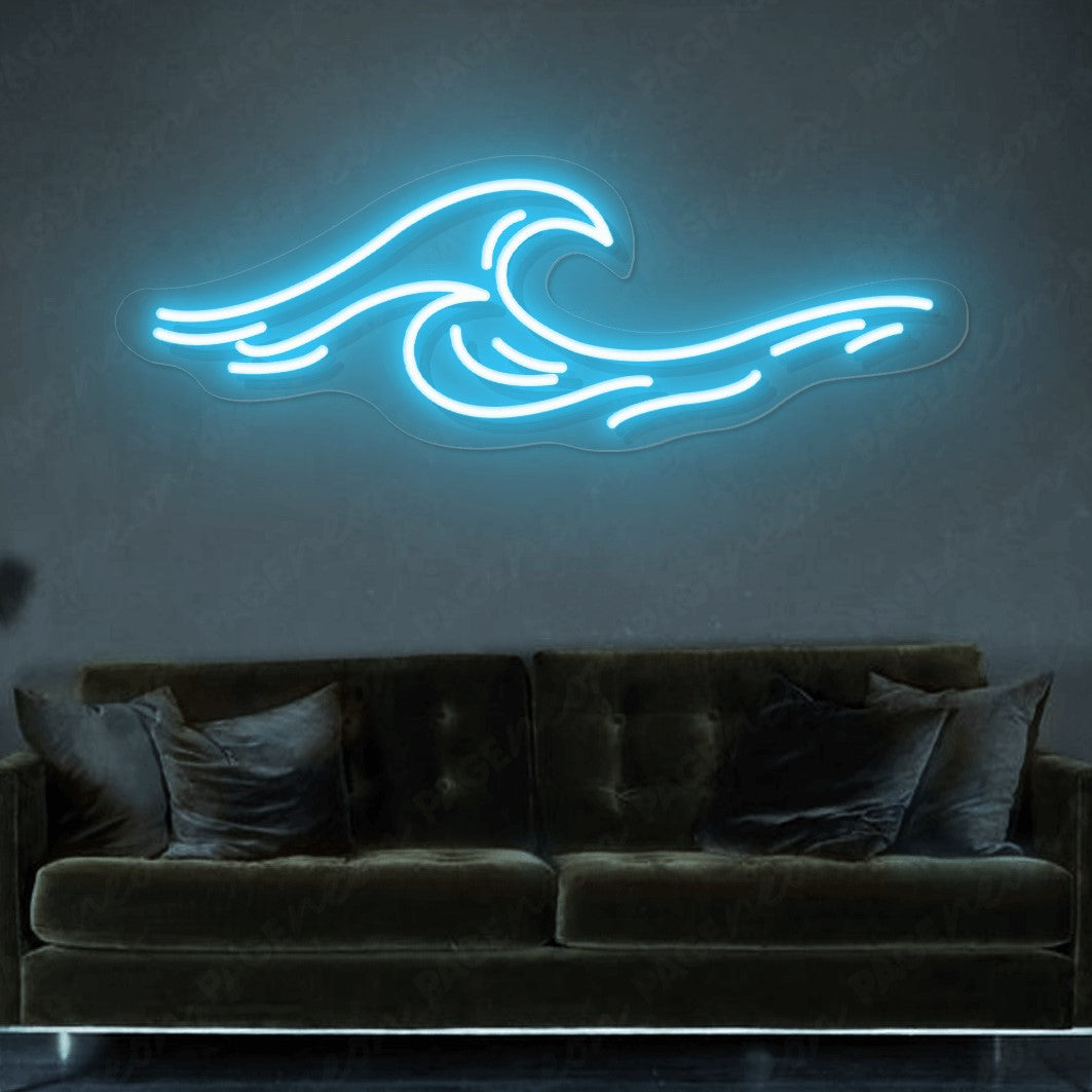 Ocean Neon Sign Waves Led Light Light Blue