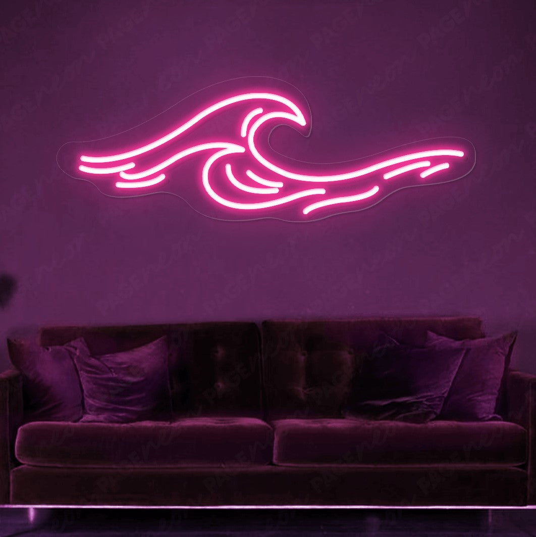 Ocean Neon Sign Waves Led Light Pink