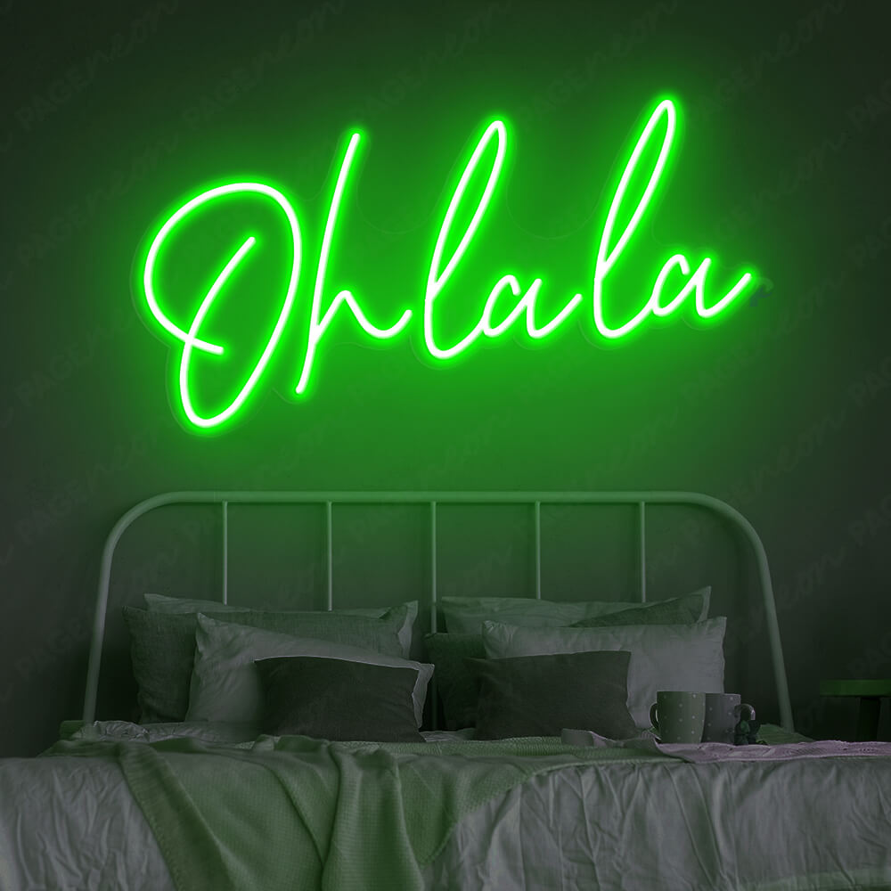 Oh La La Neon Sign Green Led Light