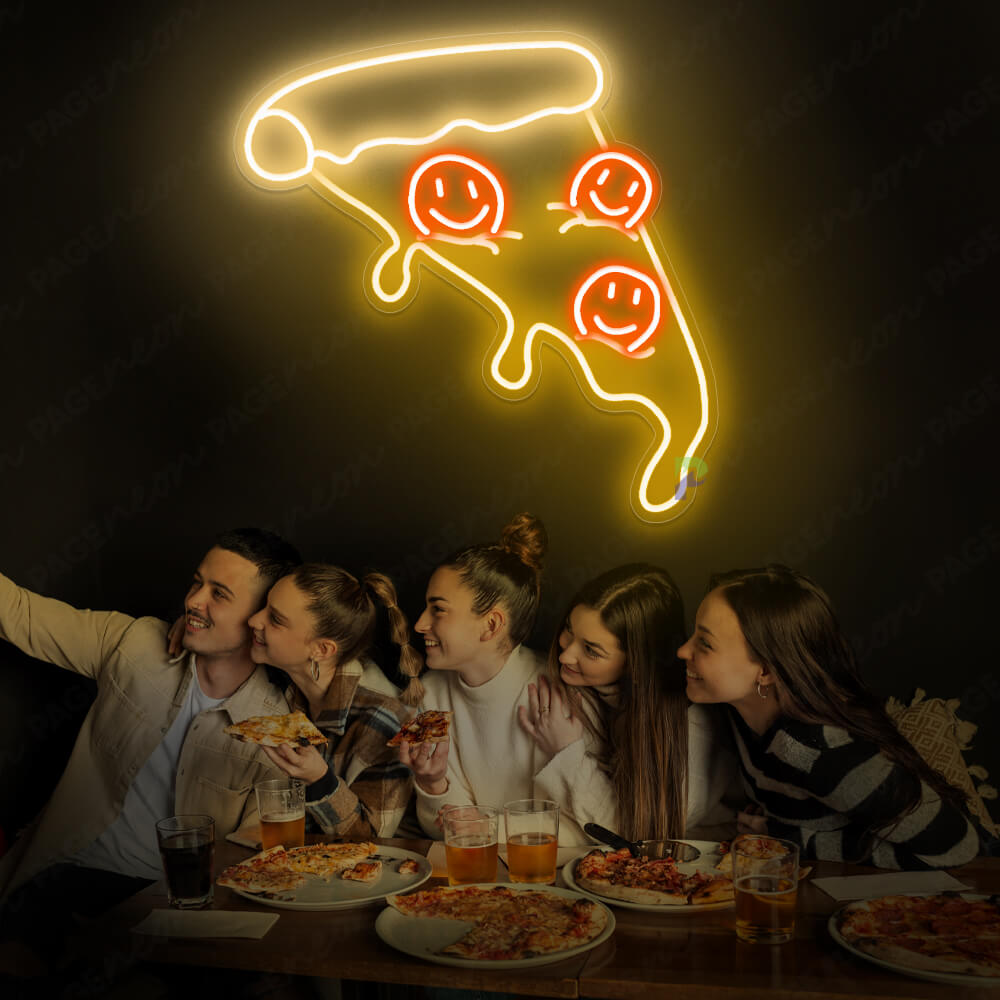 Pizza Neon Sign Food Led Light Gold Yellow