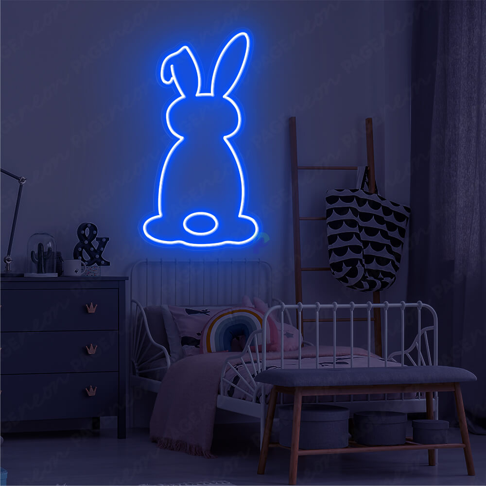 Rabbit Neon Sign Blue Aesthetic Neon Light