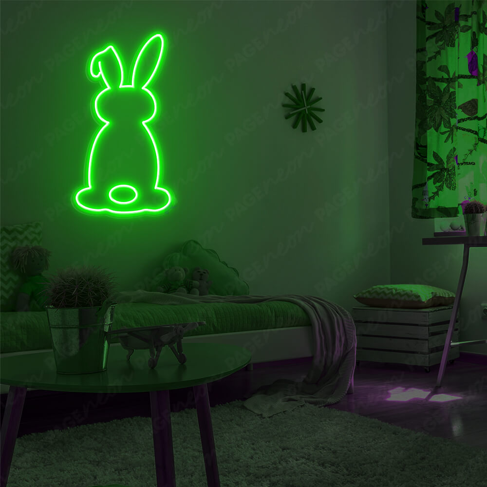 Rabbit Neon Sign green Aesthetic Neon Light