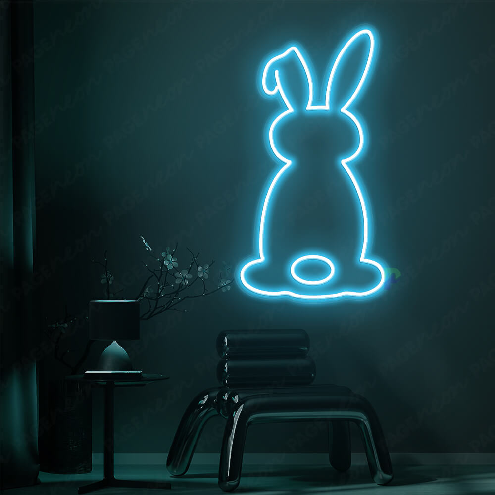 Rabbit Neon Sign Light Blue Aesthetic Neon Light