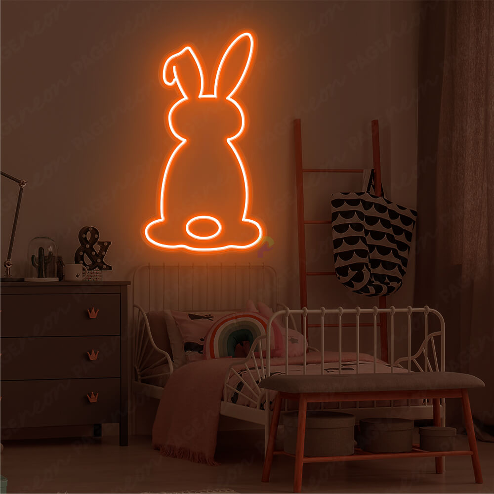 Rabbit Neon Sign Orange Aesthetic Neon Light