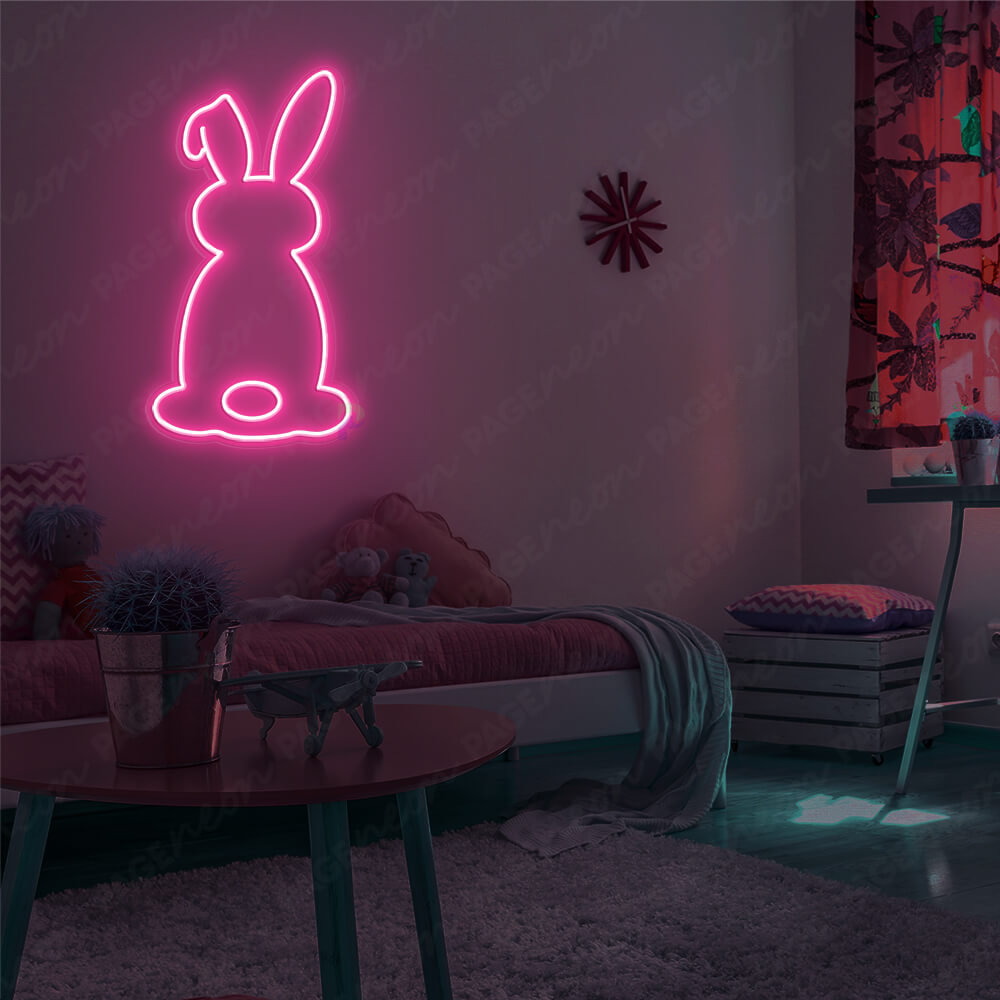 Rabbit Neon Sign Pink Aesthetic Neon Light