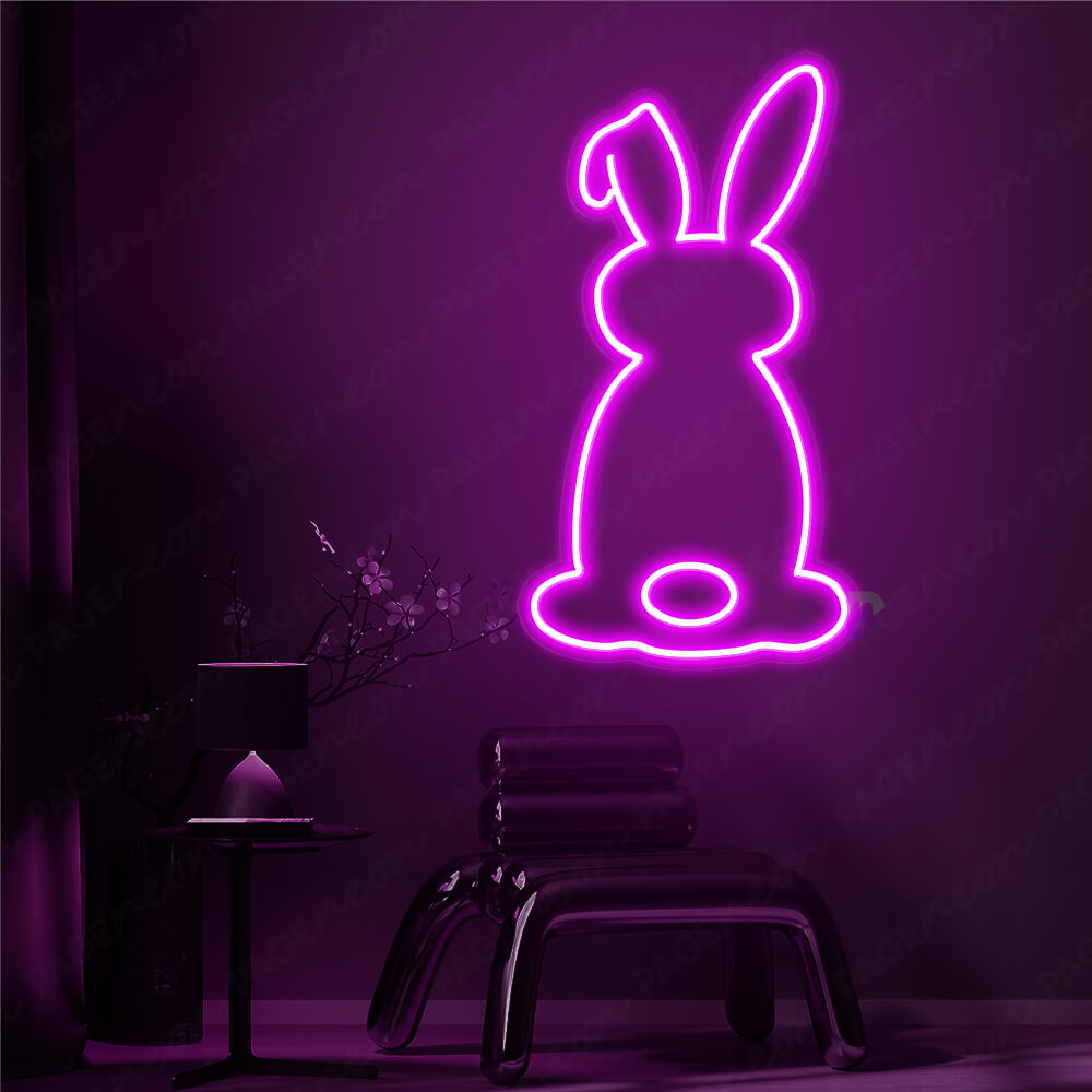 Rabbit Neon Sign Purple Aesthetic Neon Light
