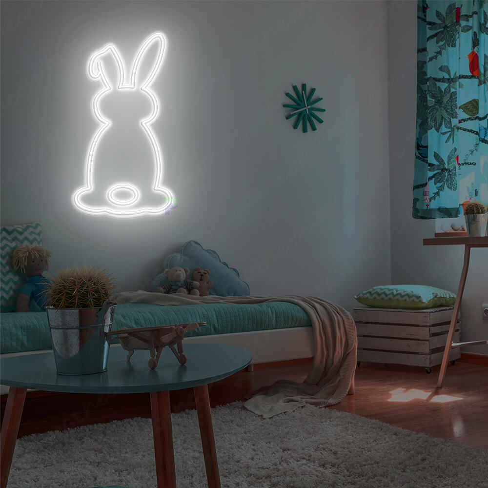 Rabbit Neon Sign White Aesthetic Neon Light
