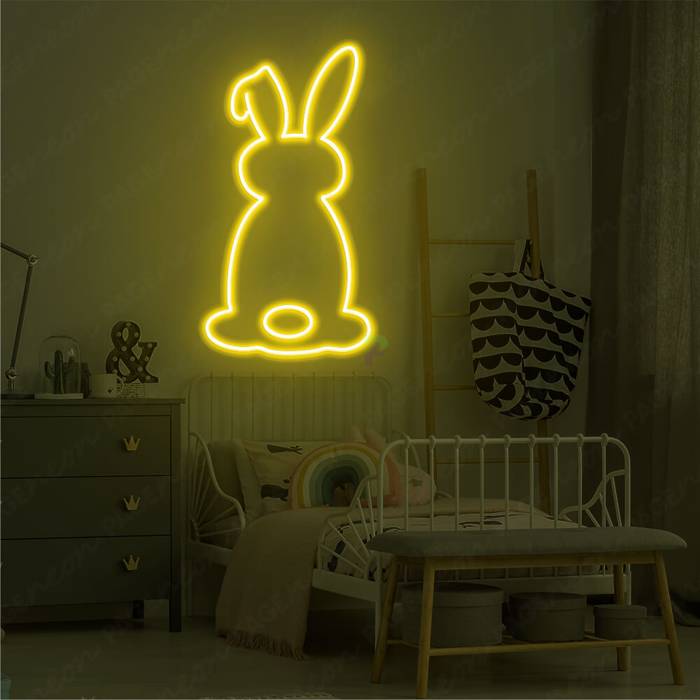 Rabbit Neon Sign Yellow Aesthetic Neon Light