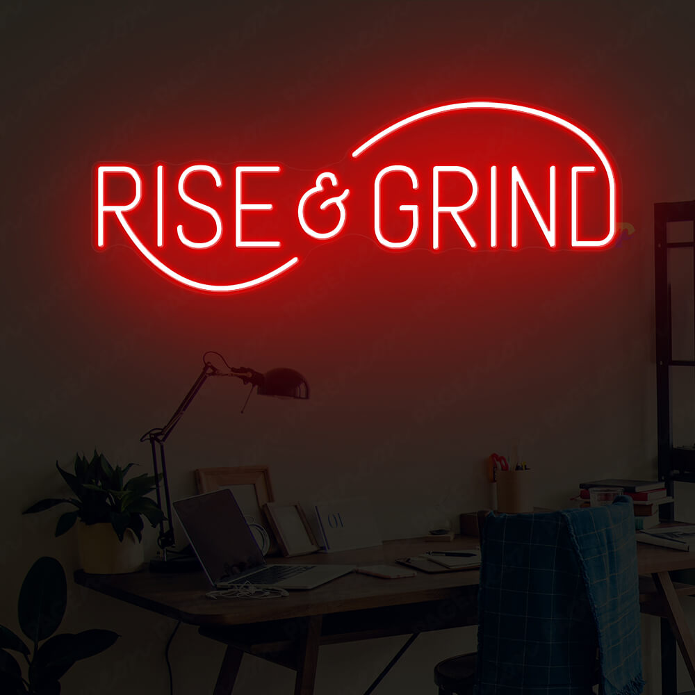 Rise And Grind Neon Sign Gym Led Light Red