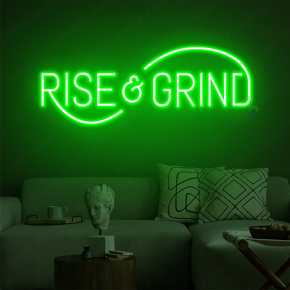 Rise And Grind Neon Sign Gym Led Light Green